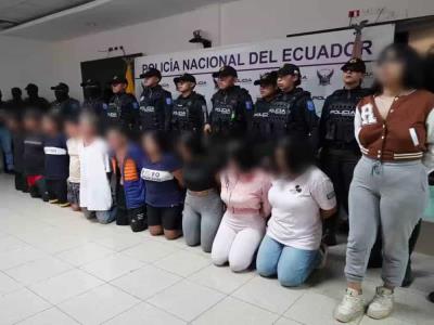 Nueve individuos salvados y 34 arrestados en operativo en Ecuador