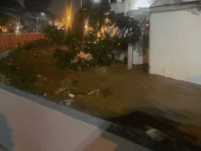 Las Terrenas se ve afectado por inundaciones debido a las fuertes lluvias