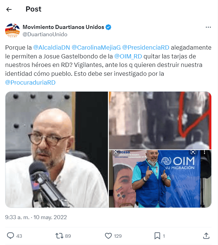 Captura de pantalla de los ataques a Josué Gastelbondo.