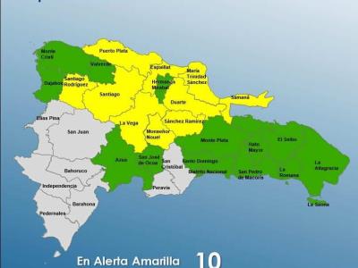 Estado del clima en la República Dominicana: El Centro de Operaciones de Emergencias emite alerta amarilla para diez provincias