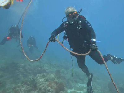 Limpieza del fondo marino en los cayos de Florida