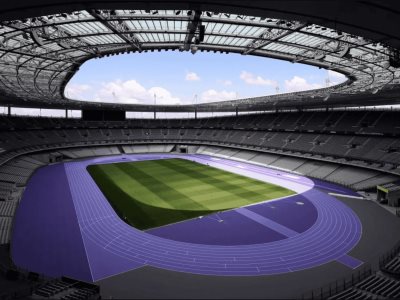 Los Juegos Olímpicos con una pista morada para resaltar a los deportistas