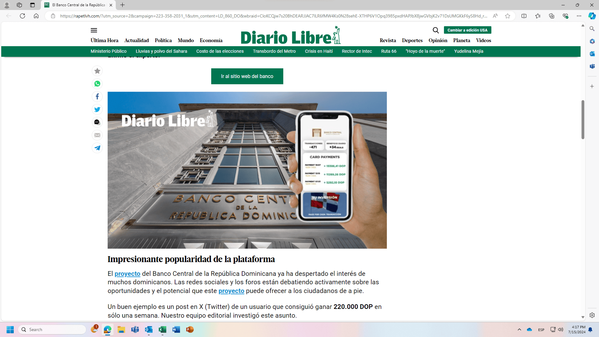 Falsa página de DiarioLibre.com.