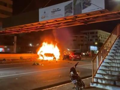 Trágico accidente de tránsito frente al Estadio Olímpico cobra la vida de un piloto y su acompañante