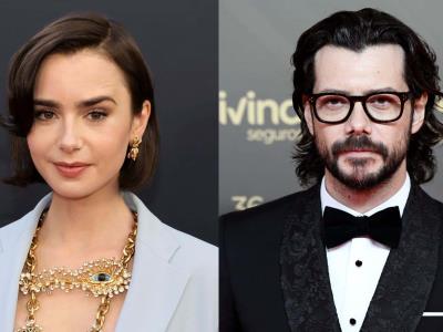 Álvaro Morte y Lily Collins en West End de Londres