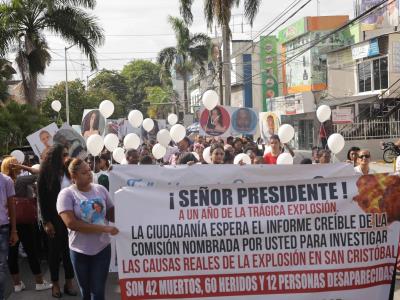 Piden justicia en primer aniversario de explosión en San Cristóbal