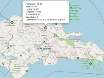 Sismo de magnitud 4 se siente en varias comunidades del Cibao
