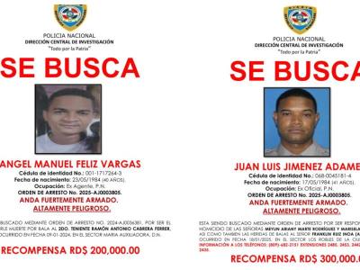 Ofrecen recompensa de RD$300,000 por informes de policías prófugos