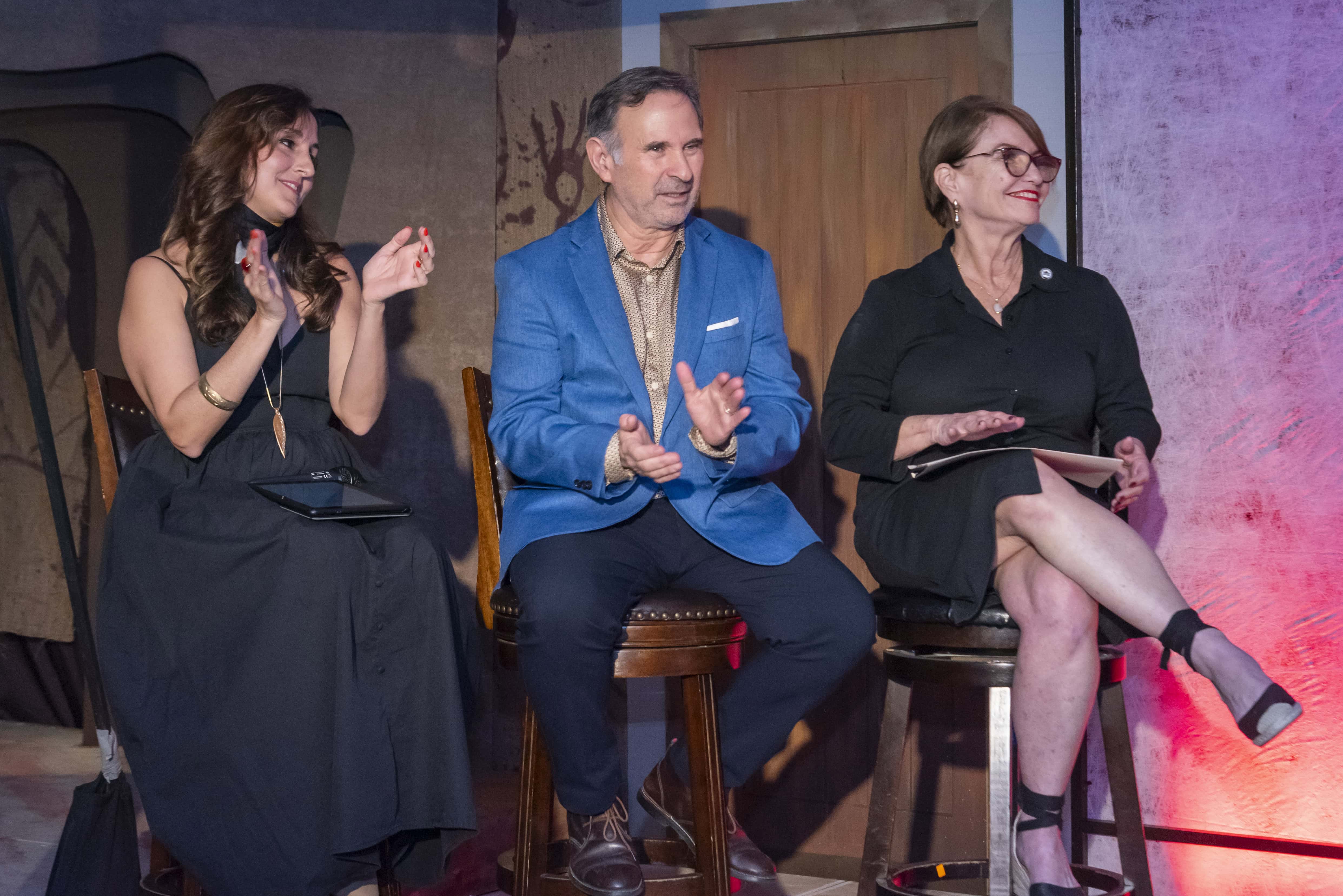 Stephanie Bauger, Carlos Veitía y Marinella Sallent.