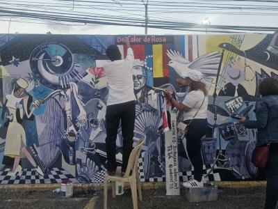 Mural del Jet Set: artistas plásticos pintan pieza en honor a víctimas