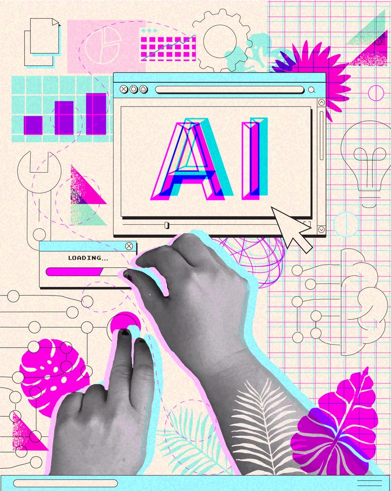 Ilustración de uso de inteligencia artificial para el trabajo