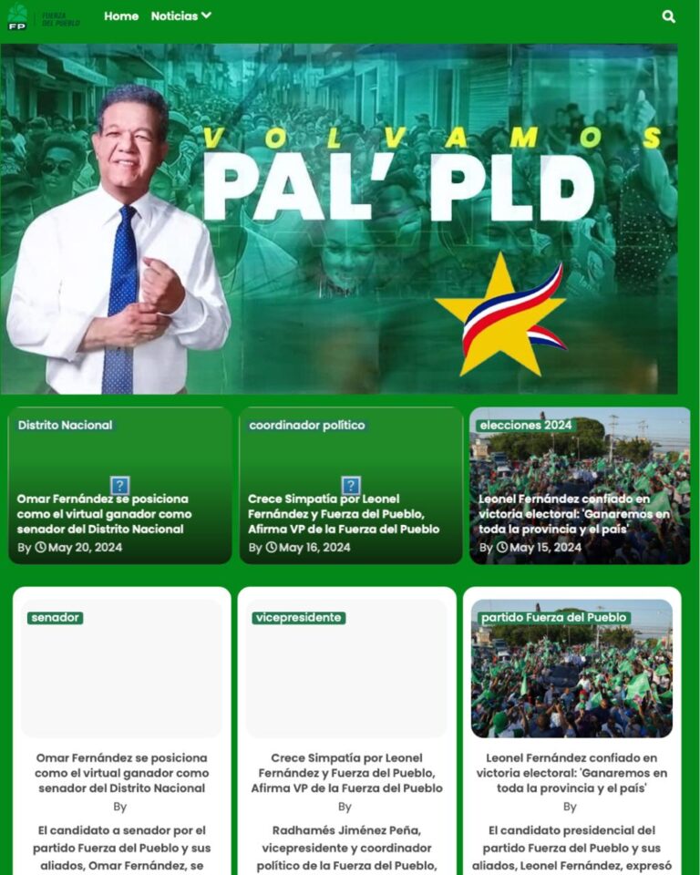 ¿Hackeo o error? Página web de Fuerza del Pueblo y su mensaje “Volvamos pal’ PLD”