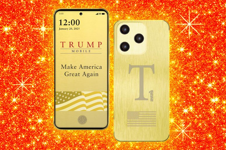 El presidente Donald Trump anuncia su nuevo smartphone. 