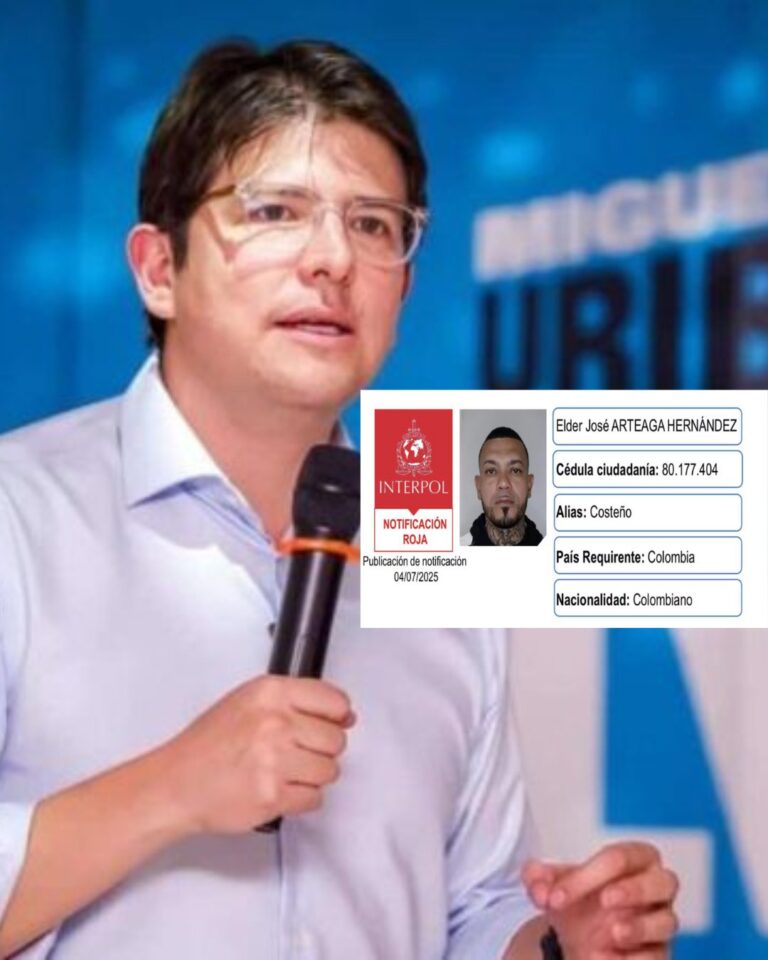 Interpol emite alerta roja contra 'El Costeño', ideólogo del atentado al senador Miguel Uribe