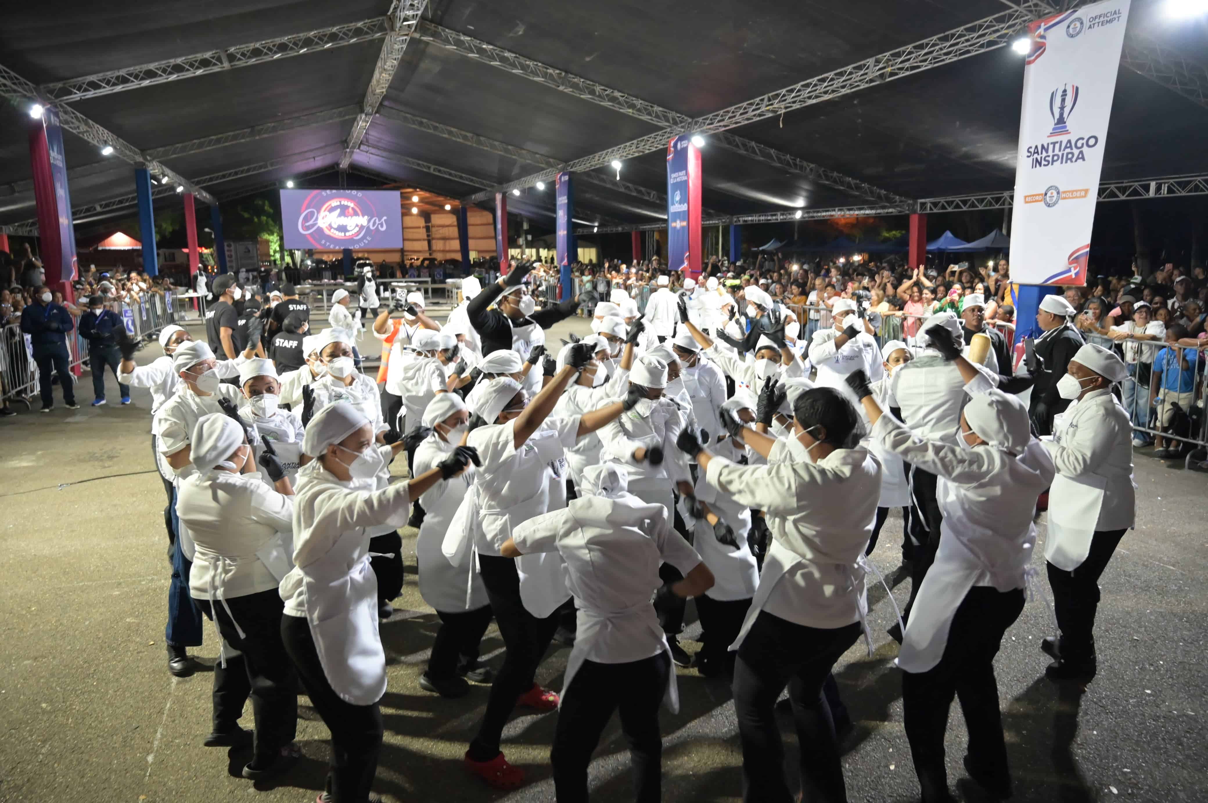 Celebración tras obtener récord. 