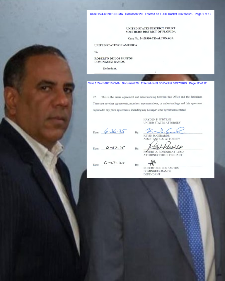 Roberto “Chino” Domínguez se declara culpable de conspirar para traficar cocaína hacia EE.UU.