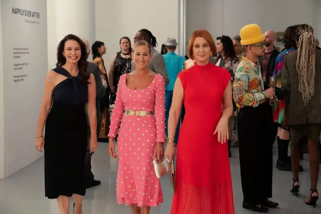 Kristin Davis, Sarah Jessica Parker y Cynthia Nixon en “And Just Like That”, temporada 3, episodio 8.
