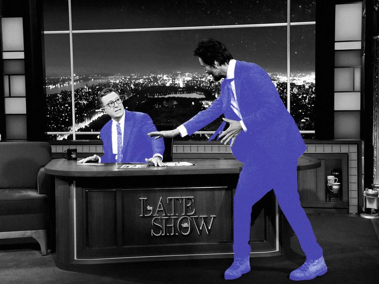 The Late Show con Stephen Colbert y el invitado Keanu Reeves.
