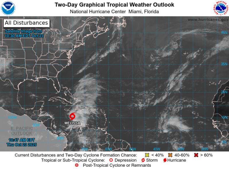 Tormenta Melissa pone en alerta a República Dominicana, Puerto Rico, Cuba, Haití tras fortalecimiento de Melissa